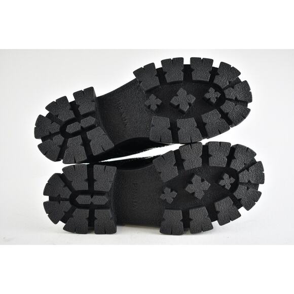 Prada Monolith Brogue Black Leather Platform Loafer Creeper Lace Up Tie Flat 40 - Picture 10 of 10